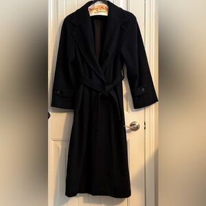 Larry Levine Elegant Black cashmere wool Trench Coat